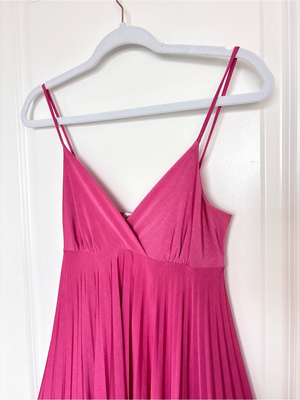 XXI Pink Pleated Satin Babydoll Dress Flowy Coquette Balletcore Mini Dress S - Picture 6 of 11